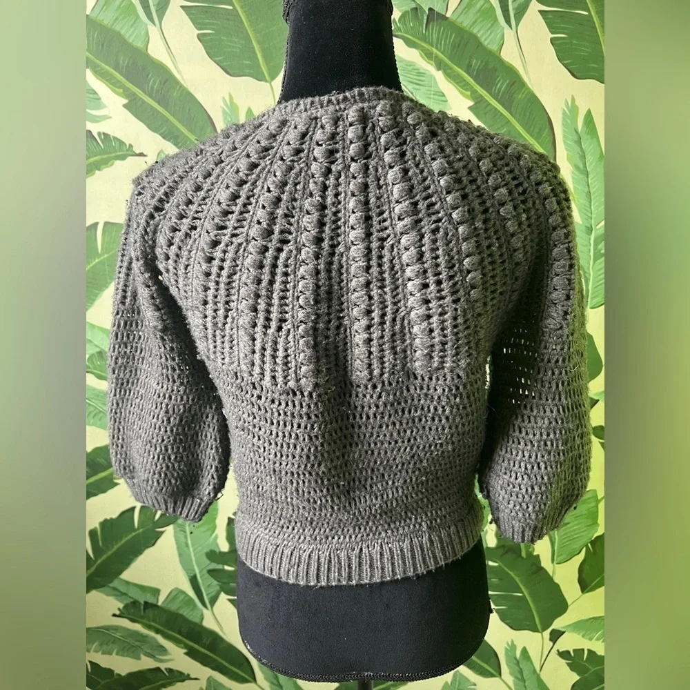 Ann‎ Taylor Womens charcoal gray Merino wool blend cardigan sweater XS